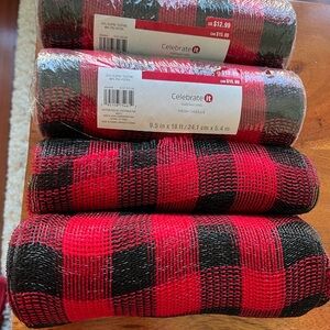Celebrate It Red and Black Buffalo Check Mesh Rolls